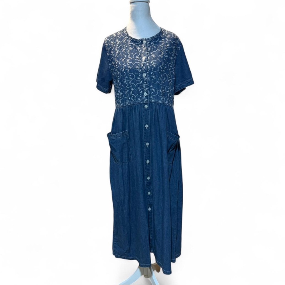 Erika & Co. long blue denim empire waist size large dress